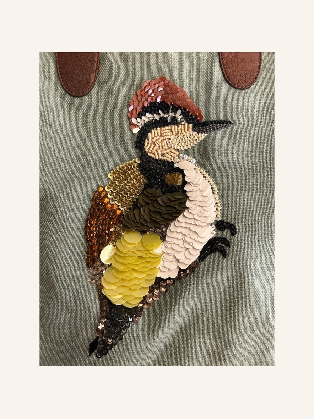 Anthropologie Jasper & Jeers Beaded Bird Tote Bag Leather Handles - Picture 12 of 12